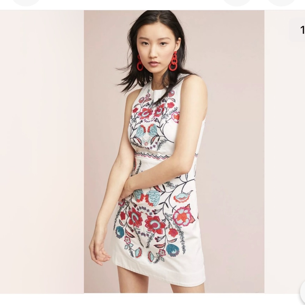 Anthropologie Lyndsey embroidered shift dress